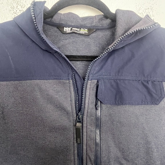 Helly Hansen Vanern Mid Layer Jacket Mens Medium Navy Gray Cotton Fleece Lined‎ - Picture 2 of 16